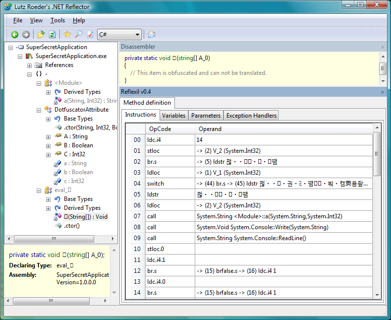 Reflector viewing obfuscated assembly