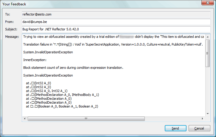 Reflector bug report trying to open obfuscated assembly